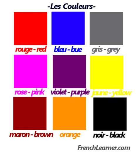 French Color Names How To Say 100 Words Wpdf And Video