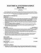 Resume For Electrical Engineer