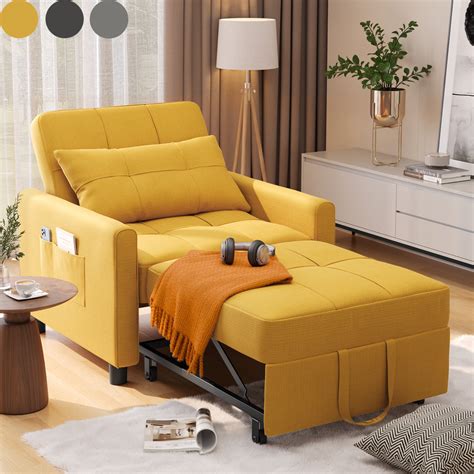 Chair Bed Lofka Single Recliner Convertible Sofa Bed 400lbs Yellow