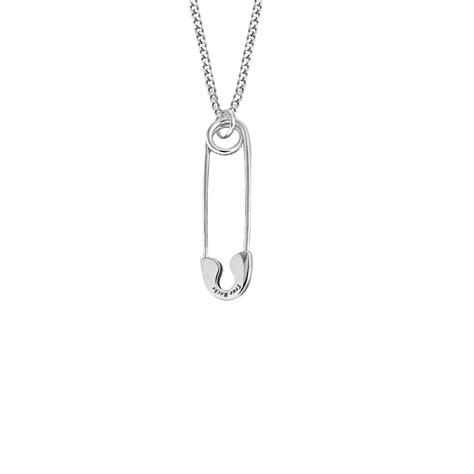 True Rocks Small Safety Pin Necklace Silver Safety Pin Pendant
