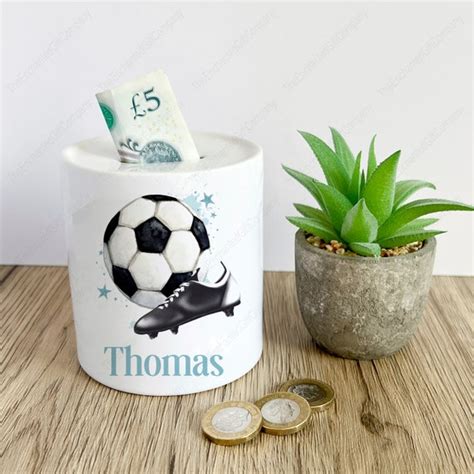 Personalised Football Money Box Football T Football Ts Etsy Uk
