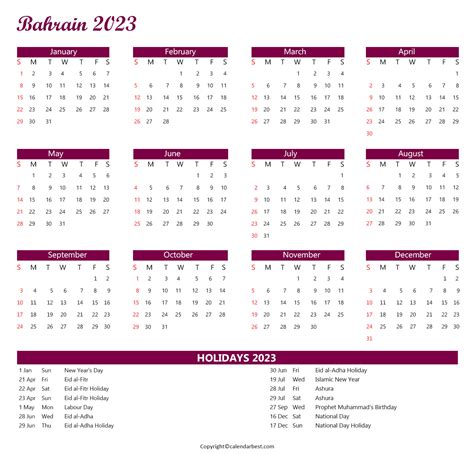 Bahrain Holiday Calendar 2023 Get Calendar 2023 Update