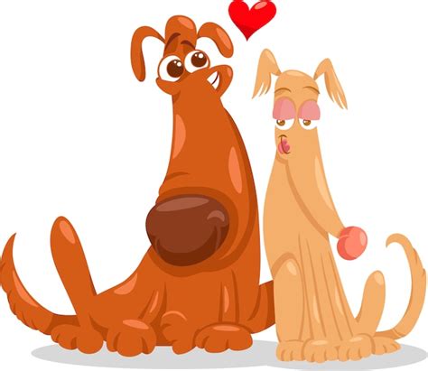 Premium Vector Dogs In Love Cartoon Illustration