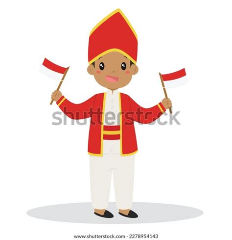 Happy Indonesian Boy Wearing Maluku Traditional Stock Vector Royalty