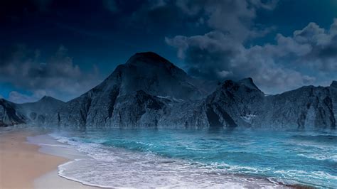 Mountain And Turquoise Sea Hd Wallpaper Background Image 1920x1080