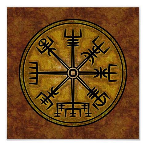 Ancient Vegvisir Poster Viking Art Norse Symbols Viking Tattoo Symbol