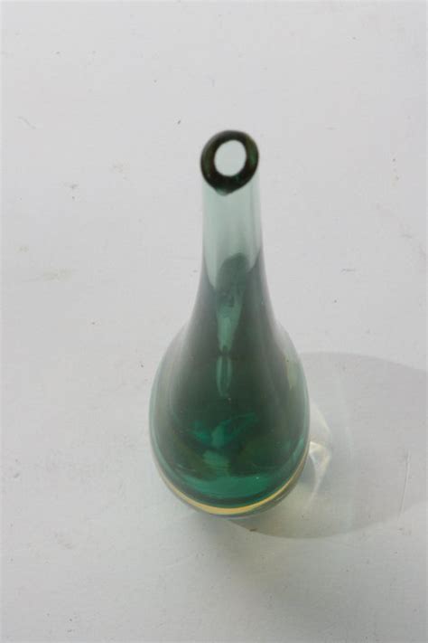Small Clear Amber And Green Somerso Murano Glass Vase At 1stdibs