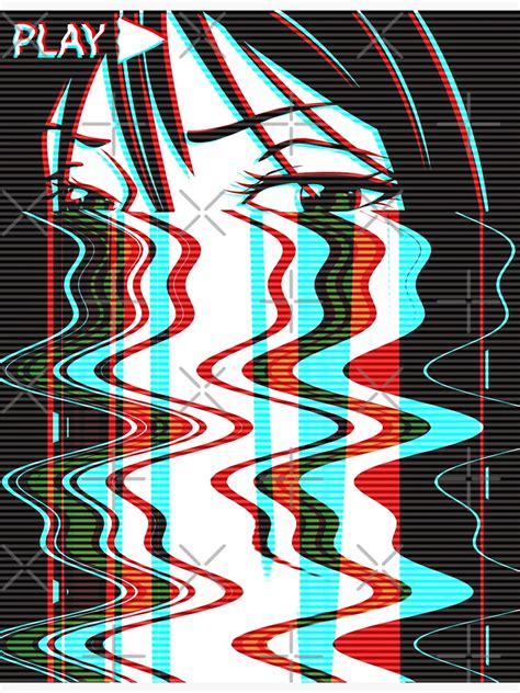 Pegatina Aesthetic Vaporwave Sad Anime Egirl Con Gráfico De Efecto De
