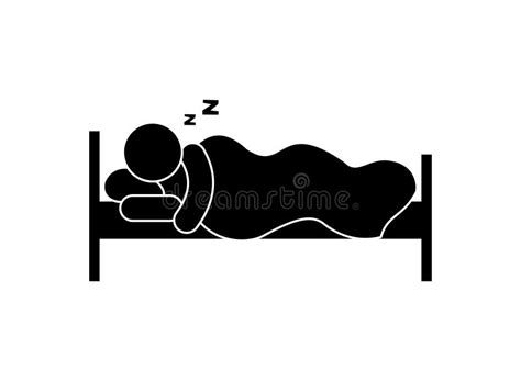 Sleeping Man Icon Sound Sleep In Bed Stick Figure Man Resting Stock