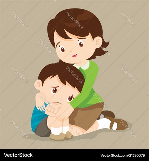 Teacher Hugs Comfort Sad Boy Grievingl Royalty Free Vector