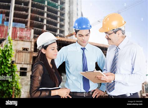 3 Indian Architect Construction Site Discussion Stock Photo Alamy