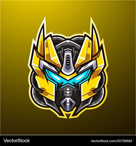 Robot Head Mascot Logo Design Royalty Free Vector Image