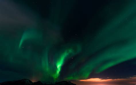 Aurora Borealis Northern Lights Night Green Stars Hd Wallpaper Nature