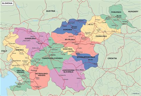 Slovenia Political Map Illustrator Vector Eps Maps Eps Illustrator Map Vector World Maps