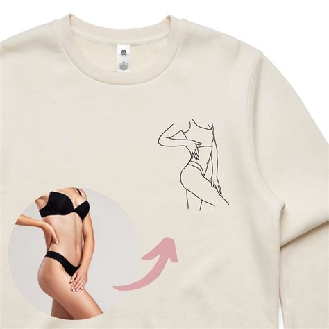 Custom Embroidered Sweatshirt Sexy Personalised Line Art Anniversary
