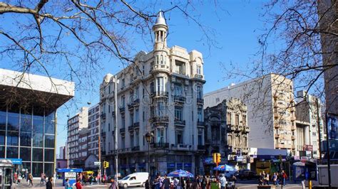 City Streets In Montevideo Downtown And Historic Center Editorial Stock