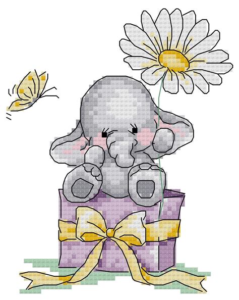 From free baby cardigan patterns to more free modern baby knitting patterns. Baby Elephant Cross Stitch Pattern - Sitting on a Present ...