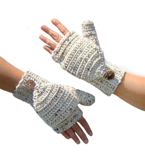 Aran Fleck Mittens Convertible Fingerless Mittens Convertible Gloves