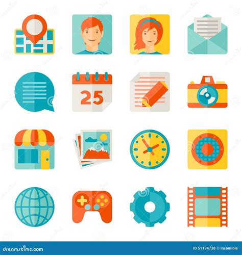Icons Web And Mobile Applications In Flat Design Stock Vector