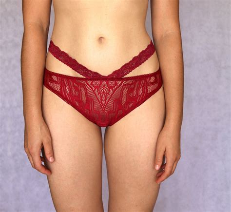 Burgundy Lace Sheer Panties Deep Red Panties Lace Lingerie