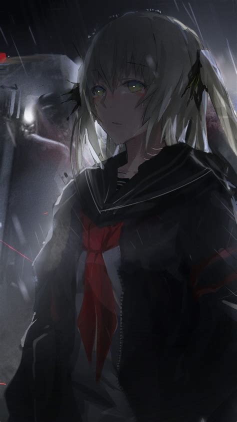 Anime Girl Soldiers Raining Dark Theme Guns Anime Dark Wallpapers