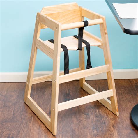 29 14 Stacking Restaurant Wood High Chair With Natural Finish