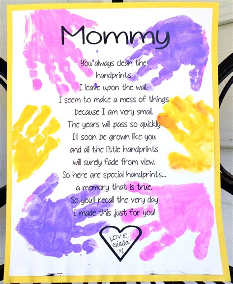 Printable Mothers Day Handprint Poem