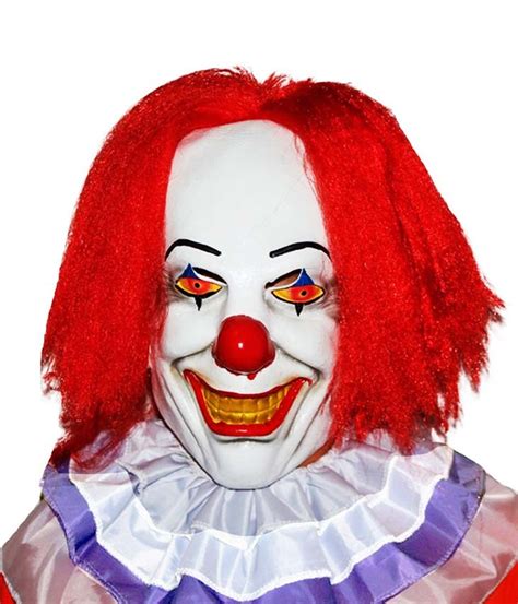 Halloween Scary Evil 34 Latex Foam Clown Mask With Hair Collar Masks