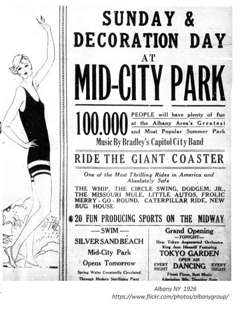 Mid City Amusement Park 1926 Albany Ny Albany Amusement Park Mid City