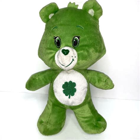 Care Bears Green Good Luck Bear Four Leaf Clover Shamrock Stuffed Plush
