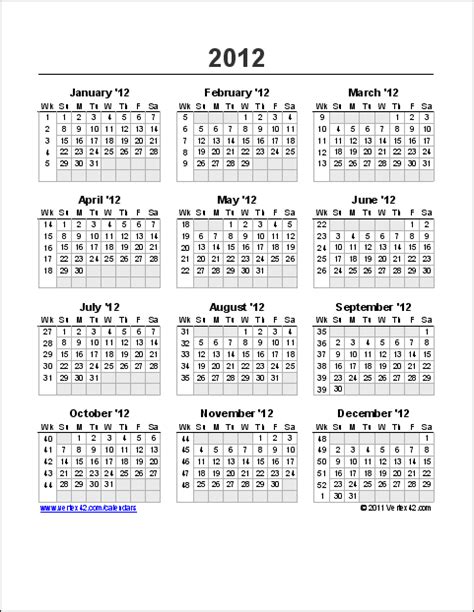 Yearly Calendar Printable With Week Numbers Free Calendar Hot Sex Picture