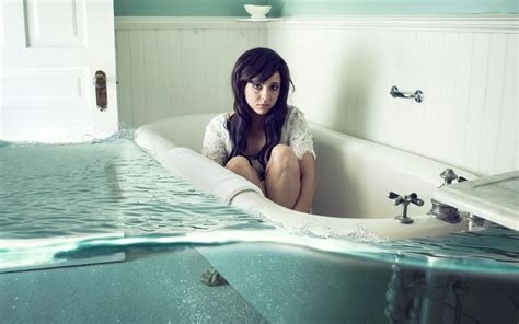 Wallpaper Women Glass Photo Manipulation Swimming Pool Bathtub Bathing Washing Hot Tub
