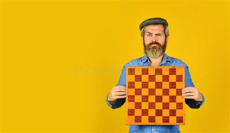 Board Game Thoughtful Bearded Man Play Chess Chess Figure