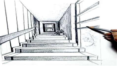 1 Point Perspective Lesson No 1 How To Draw Stair Case In
