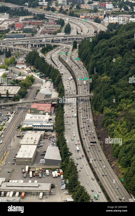 View Of I 5 Interstate Highway Leading To I 90 Interchange Seattle