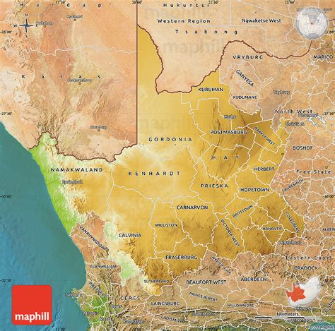 Physical Map Of Northern Cape Satellite Outside