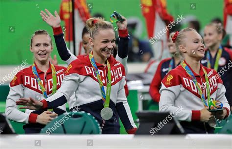 Silver Medallists Russias Daria Spiridonova Left Editorial Stock Photo