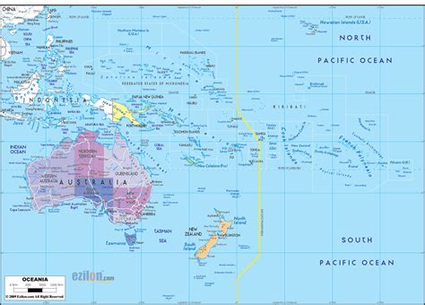 Map Of Oceania With Australia And Countries Ezilon Maps