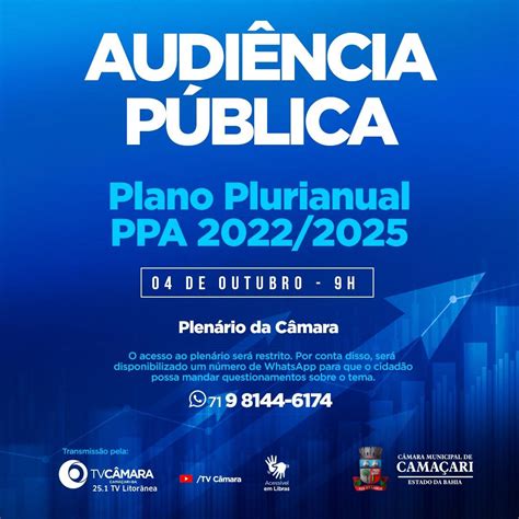Câmara De Camaçari Realizará Audiência Pública Sobre Ppa 2022 2025 Na Segunda 04 Câmara