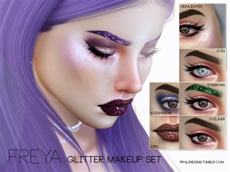 The Sims Resource Freya Glitter Makeup Set By Pralinesims