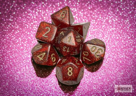 Chessex Dice Glitter Rubygold Polyhedral 7 Dice Set
