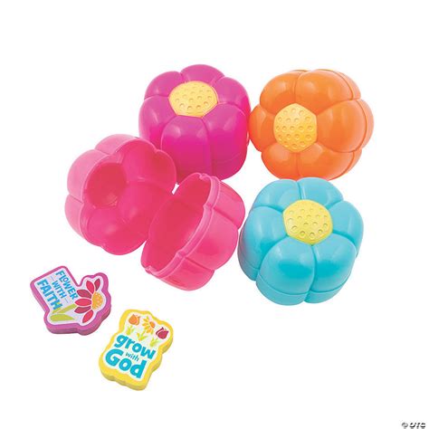 2 14 Flower Eraser Filled Plastic Easter Eggs 12 Pc Discontinued