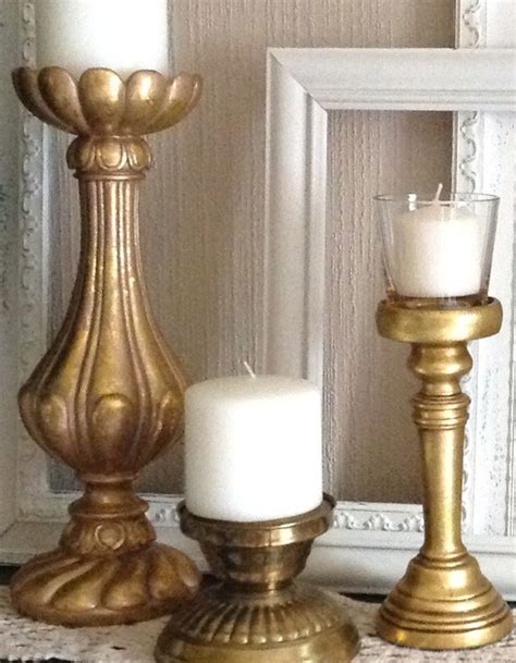 Gold Pillar Candle Holders Set Of 3