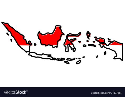 Simplified Map Of Indonesia Outline With Slightly Vector Image