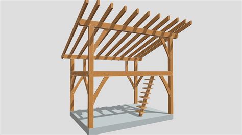 12x16 Tiny Timber Frame House 3d Model By Timber Frame Hq