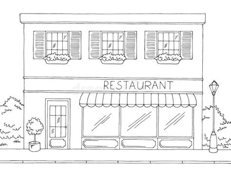 Exterior Restaurant Sketch Stock Illustrations 910 Exterior