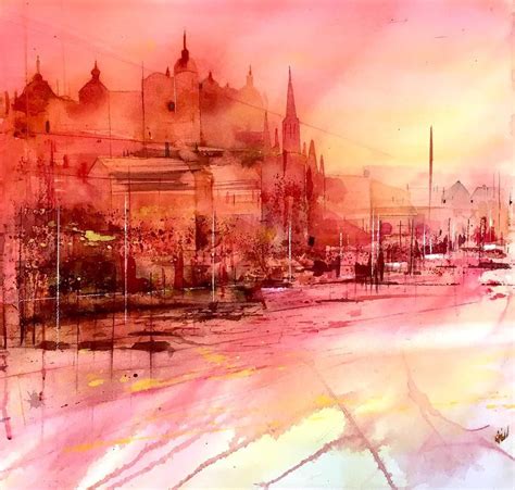 Ethereal Watercolor Paintings Capture Stockholms Colorful Energy In 2020 Watercolor Paintings