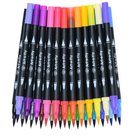 25 Dual Tip Color Brush Pen Set Art N Fly