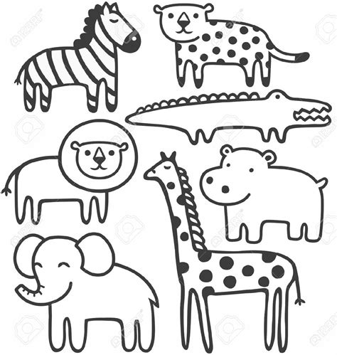 55% off, free s & h! Zoo animals clipart black and white 1 » Clipart Station