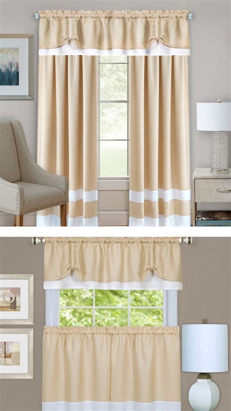 Darcy Tanwhite Tier And Valance Window Curtain Set 58 Inch Width